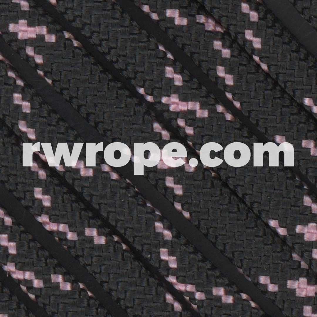E. L. Wood Braiding Co. Paracord 550 - Black With Rose Pink X #139 1 E. L. Wood Braiding Co. Paracord 550 - Black With Rose Pink X #139